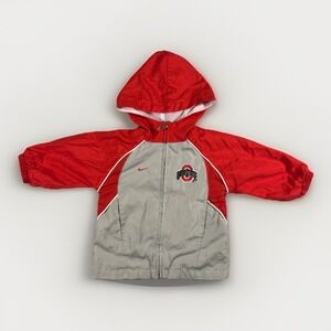 Nike Team Ohio State Buckeyes Infant Jacket 12M Hooded Windbreaker Red Gray